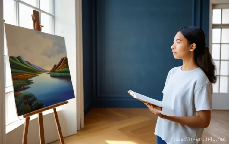 미술에서의 인터뷰 및 비평 방법 - **A Collaborative Art Discussion:** A young female artist, dressed in stylish yet comfortable studio...