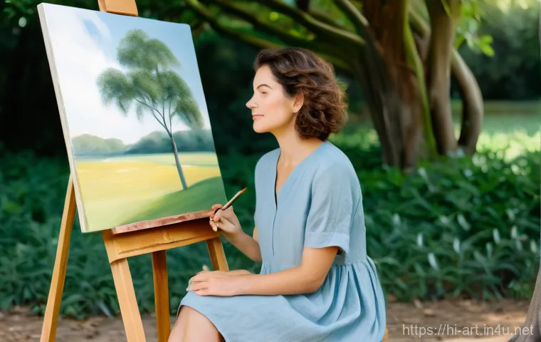 미술 교육과 심리학 - Prompt 1: Serene Art Creation in Nature**