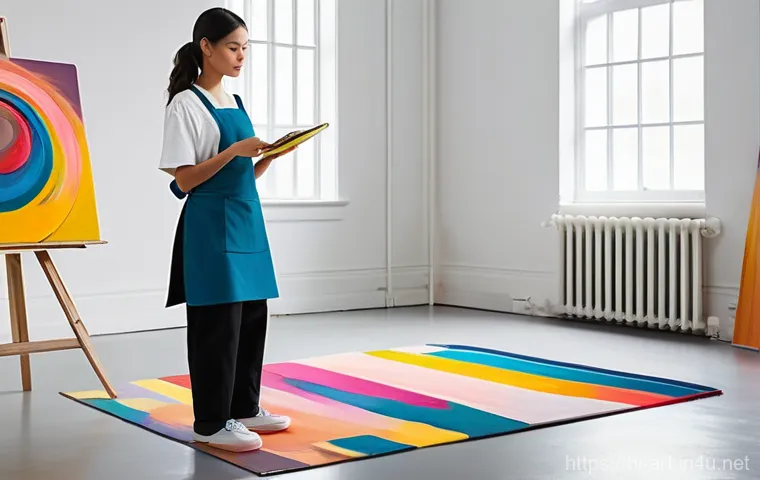 미술 수업에서의 AI 활용 사례 - **Prompt:** A young, diverse art student, wearing casual yet stylish clothes like a loose-fitting t-...