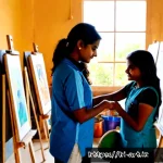 Home 23 미술 교육과 문화 예술 경영 - Photorealistic art education workshop in a sunlit contemporary cultural center in Jaipur, Indian art...